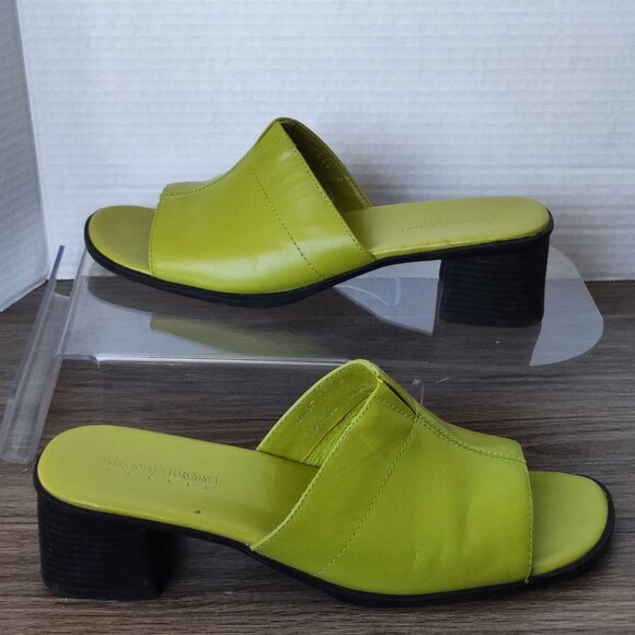 Denver Hayes Brazil 2" High Heel Slide Sandals Size 8 green Flat Slip On… - Picture 2 of 14